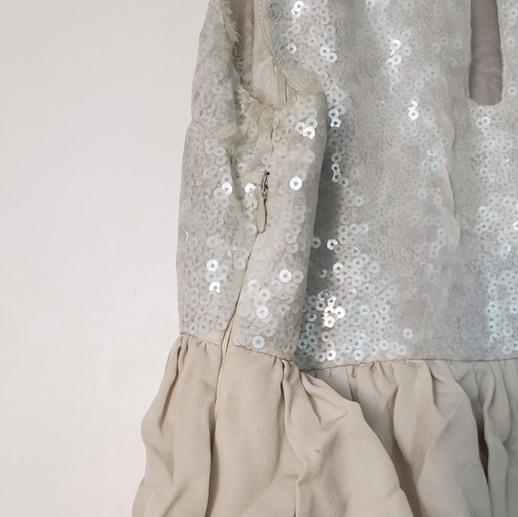 alice + olivia ivory white sequined ruffled dress - Picture 4 of 8